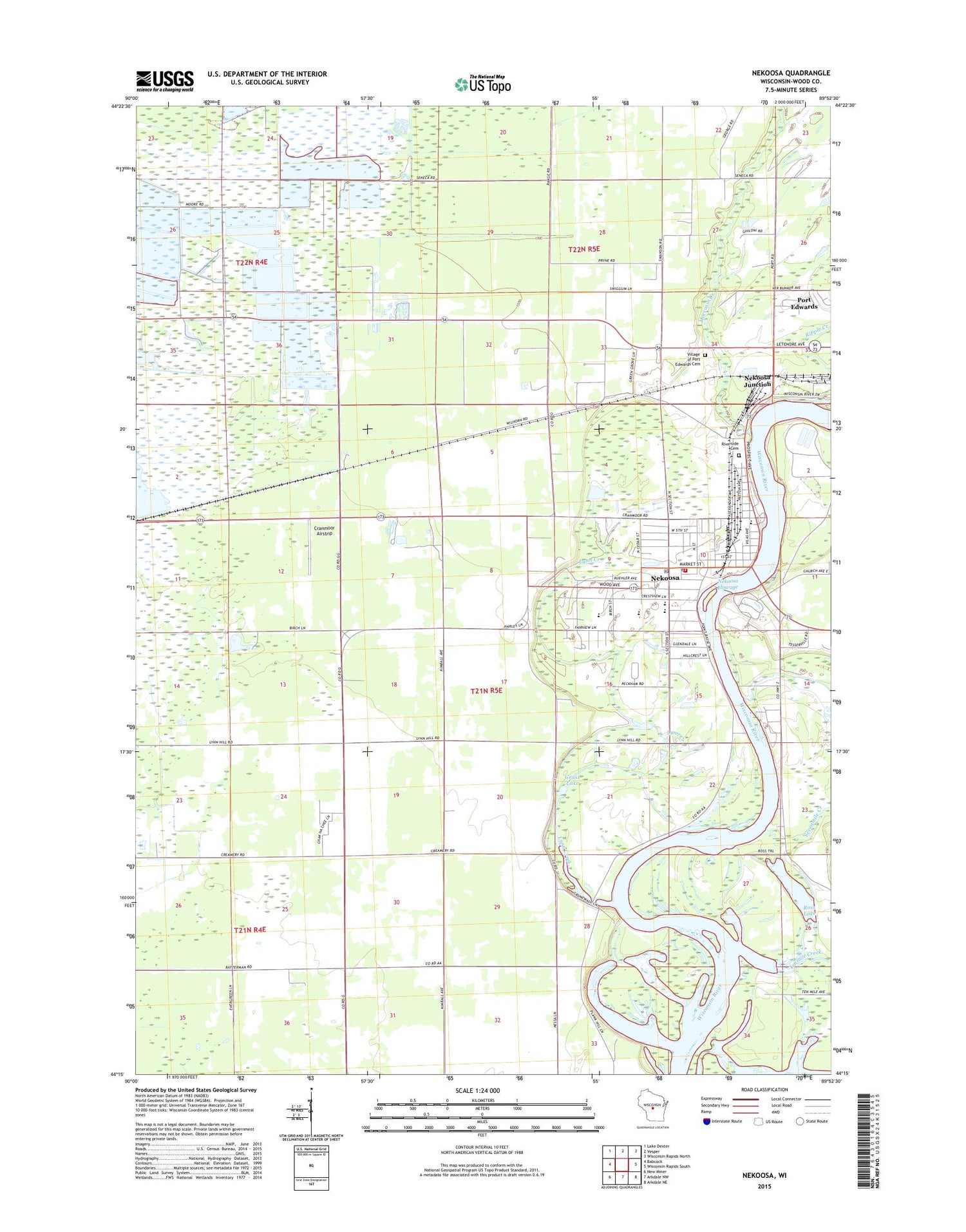 Nekoosa Wisconsin US Topo Map Image