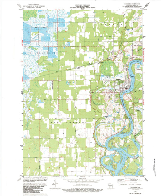 Classic USGS Nekoosa Wisconsin 7.5'x7.5' Topo Map Image