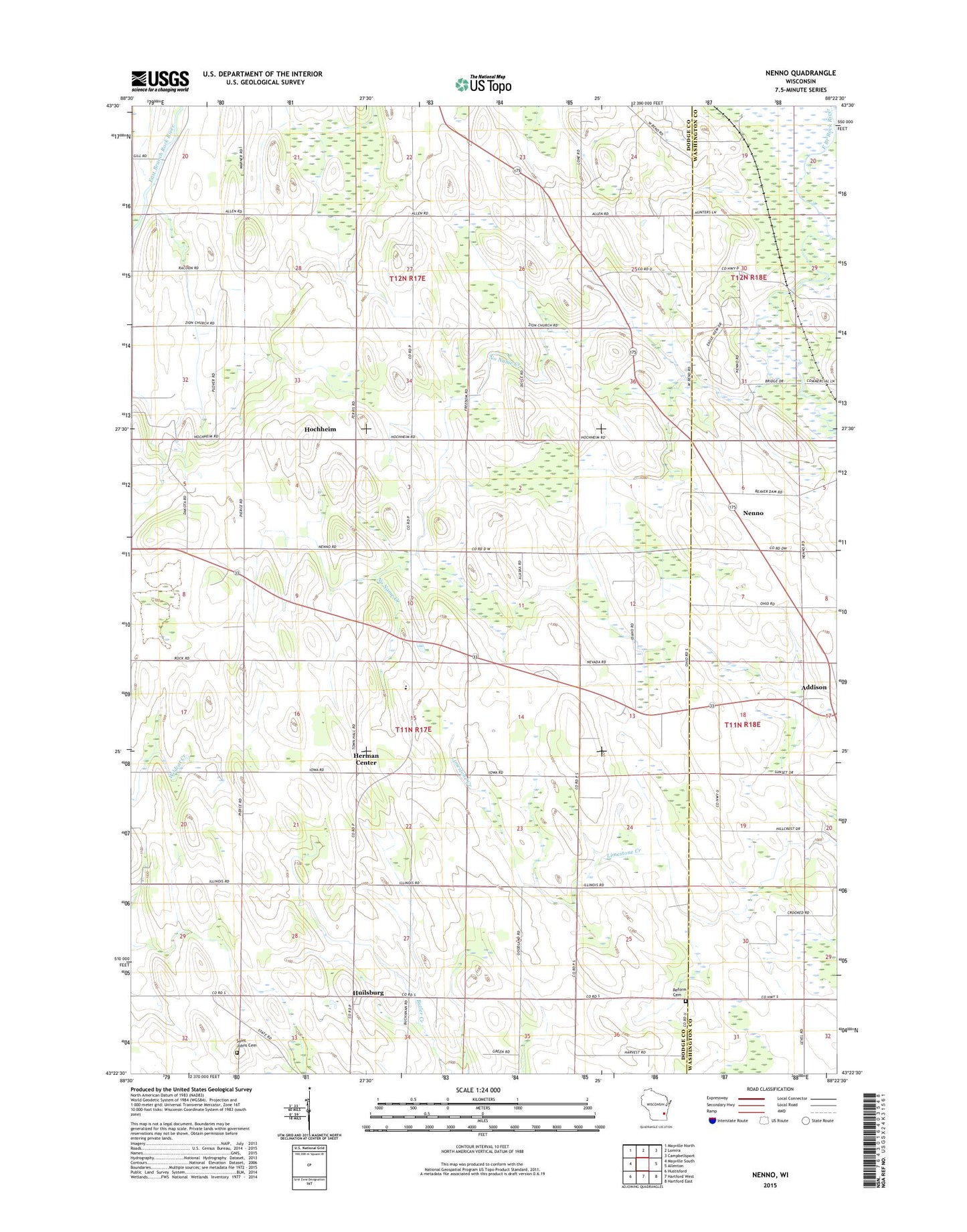 Nenno Wisconsin US Topo Map Image