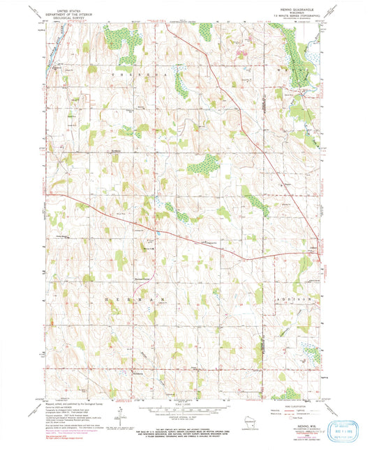 Classic USGS Nenno Wisconsin 7.5'x7.5' Topo Map Image