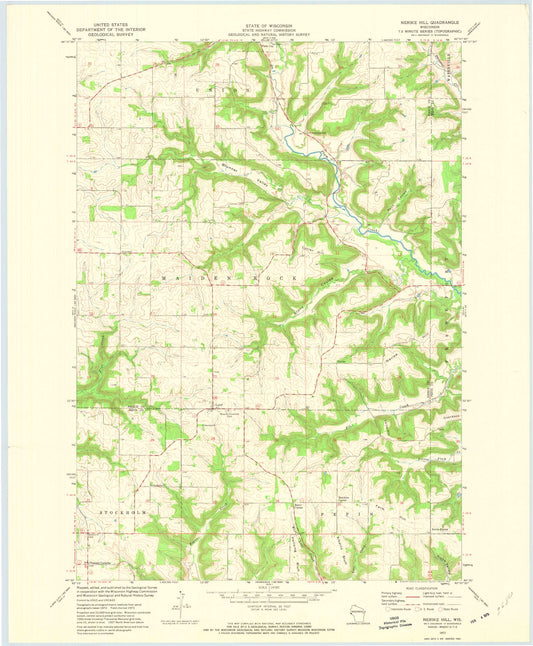 Classic USGS Nerike Hill Wisconsin 7.5'x7.5' Topo Map Image