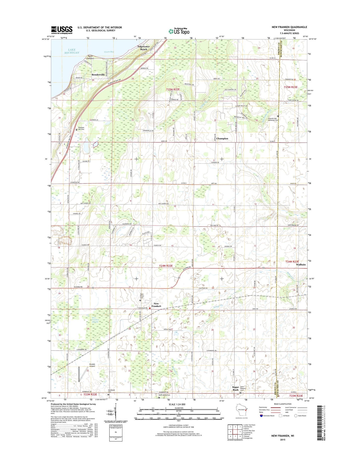 New Franken Wisconsin US Topo Map Image