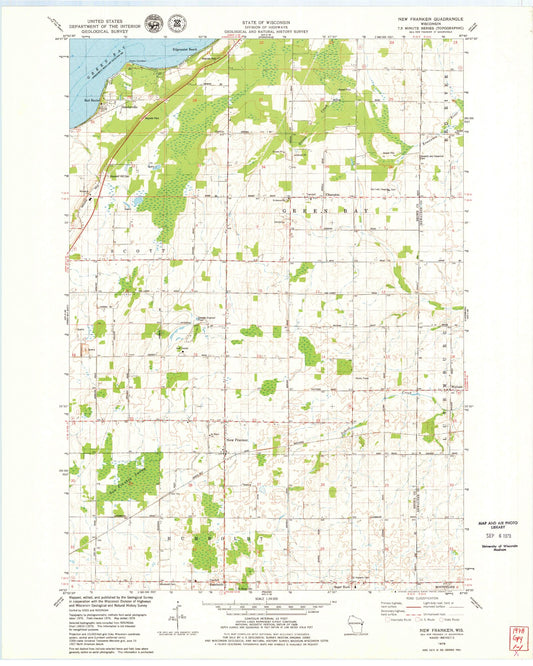 Classic USGS New Franken Wisconsin 7.5'x7.5' Topo Map Image