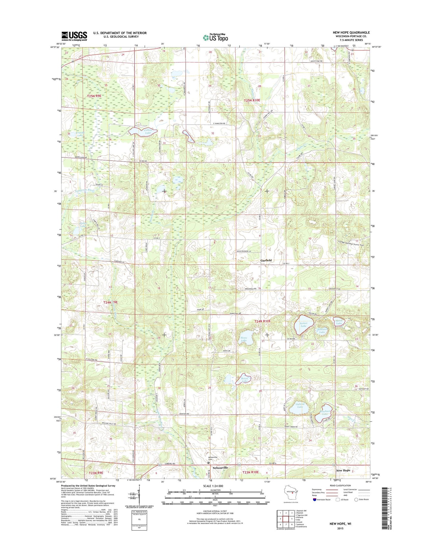 New Hope Wisconsin US Topo Map Image
