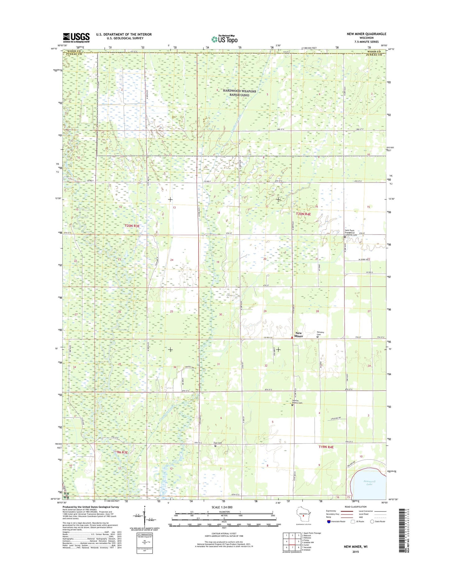 New Miner Wisconsin US Topo Map Image