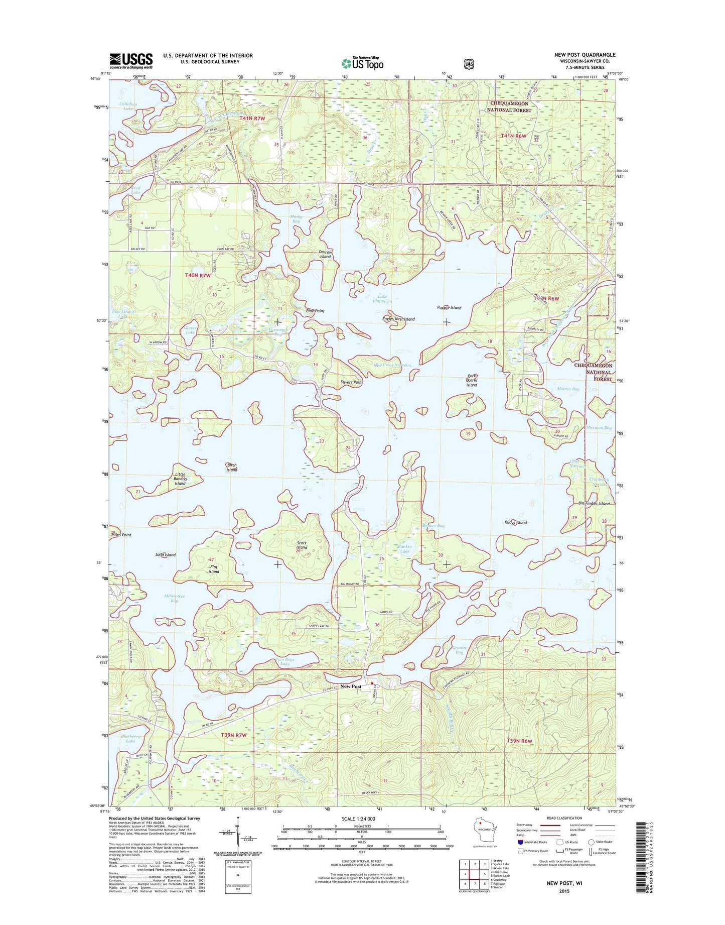 New Post Wisconsin US Topo Map Image