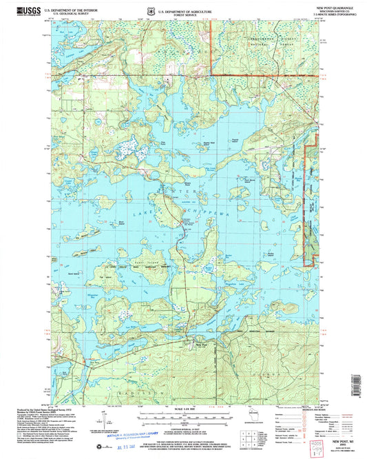 Classic USGS New Post Wisconsin 7.5'x7.5' Topo Map Image