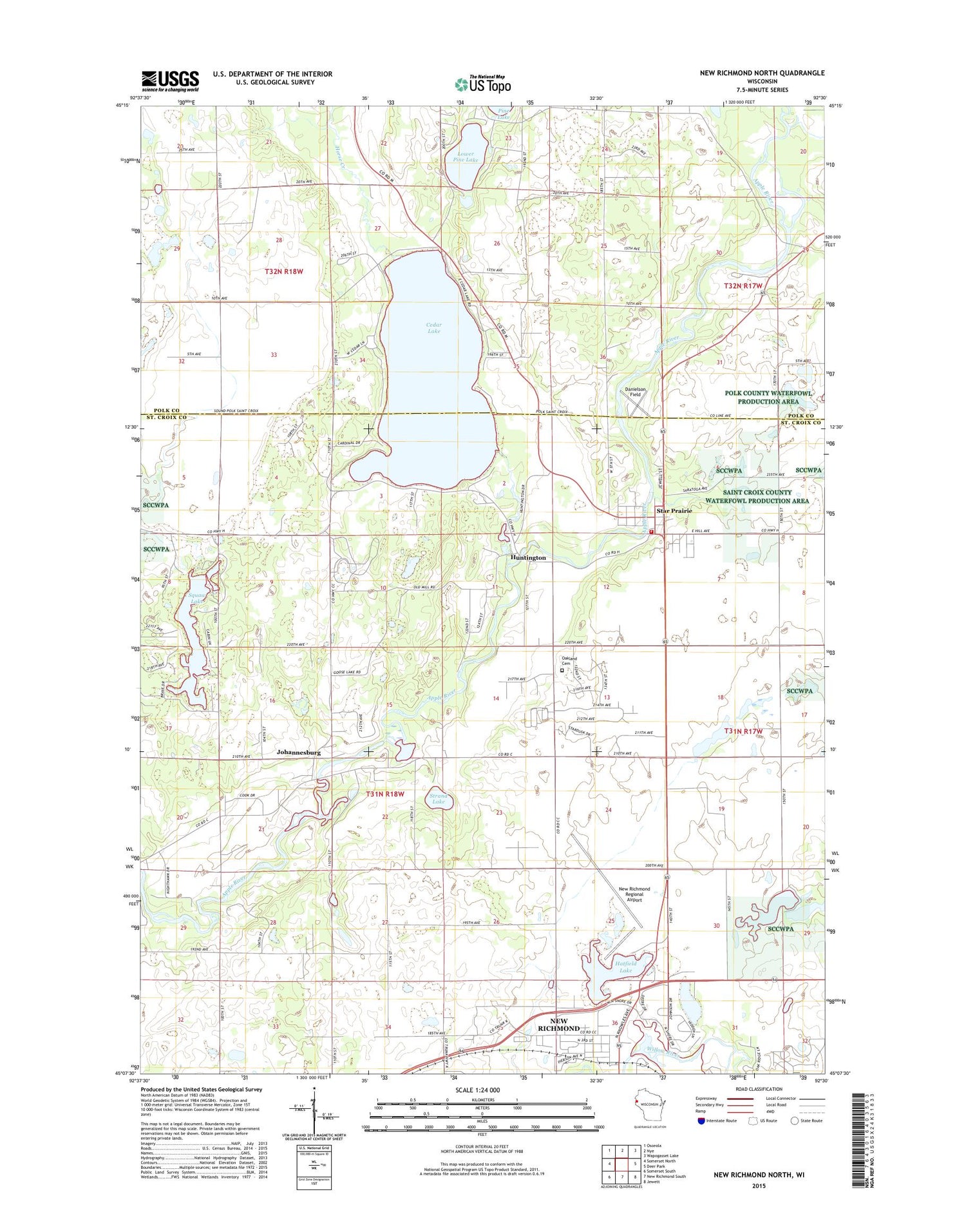 New Richmond North Wisconsin US Topo Map Image