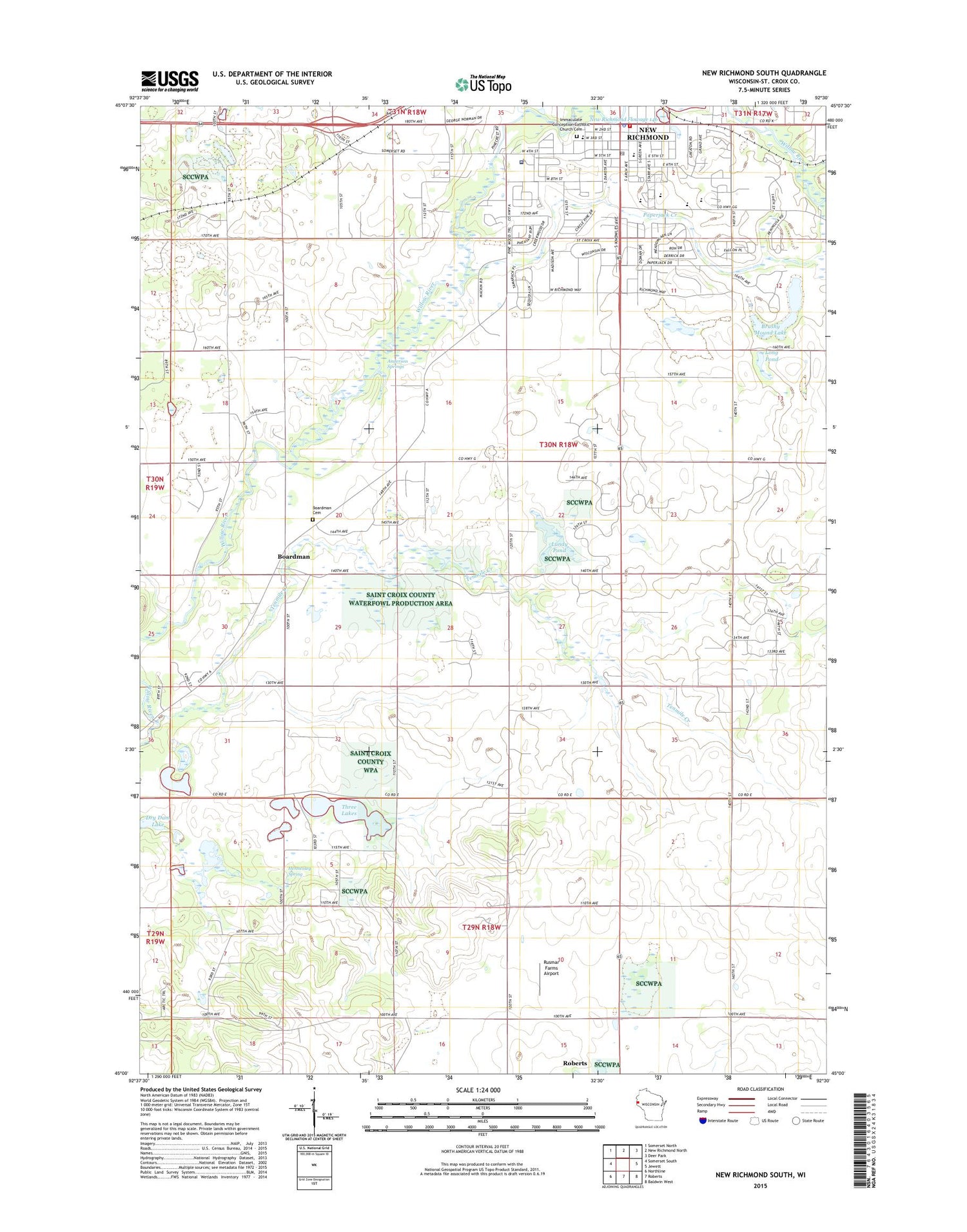 New Richmond South Wisconsin US Topo Map Image