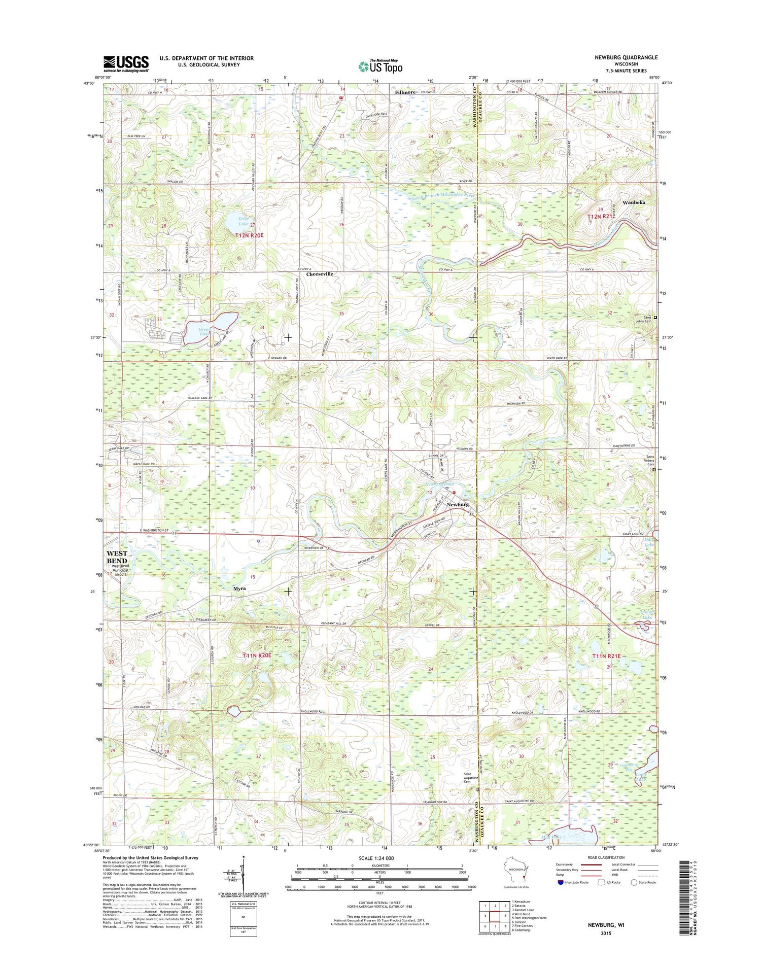 Newburg Wisconsin US Topo Map Image