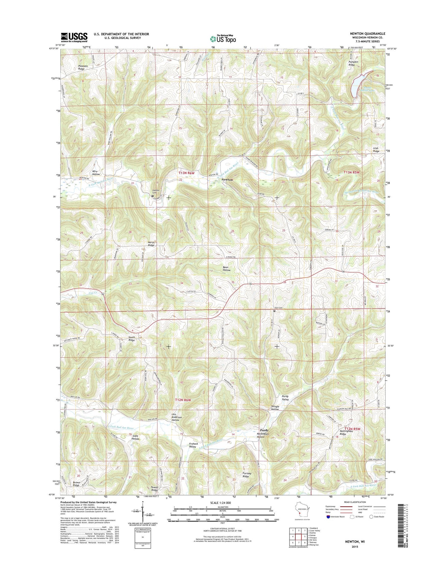 Newton Wisconsin US Topo Map Image