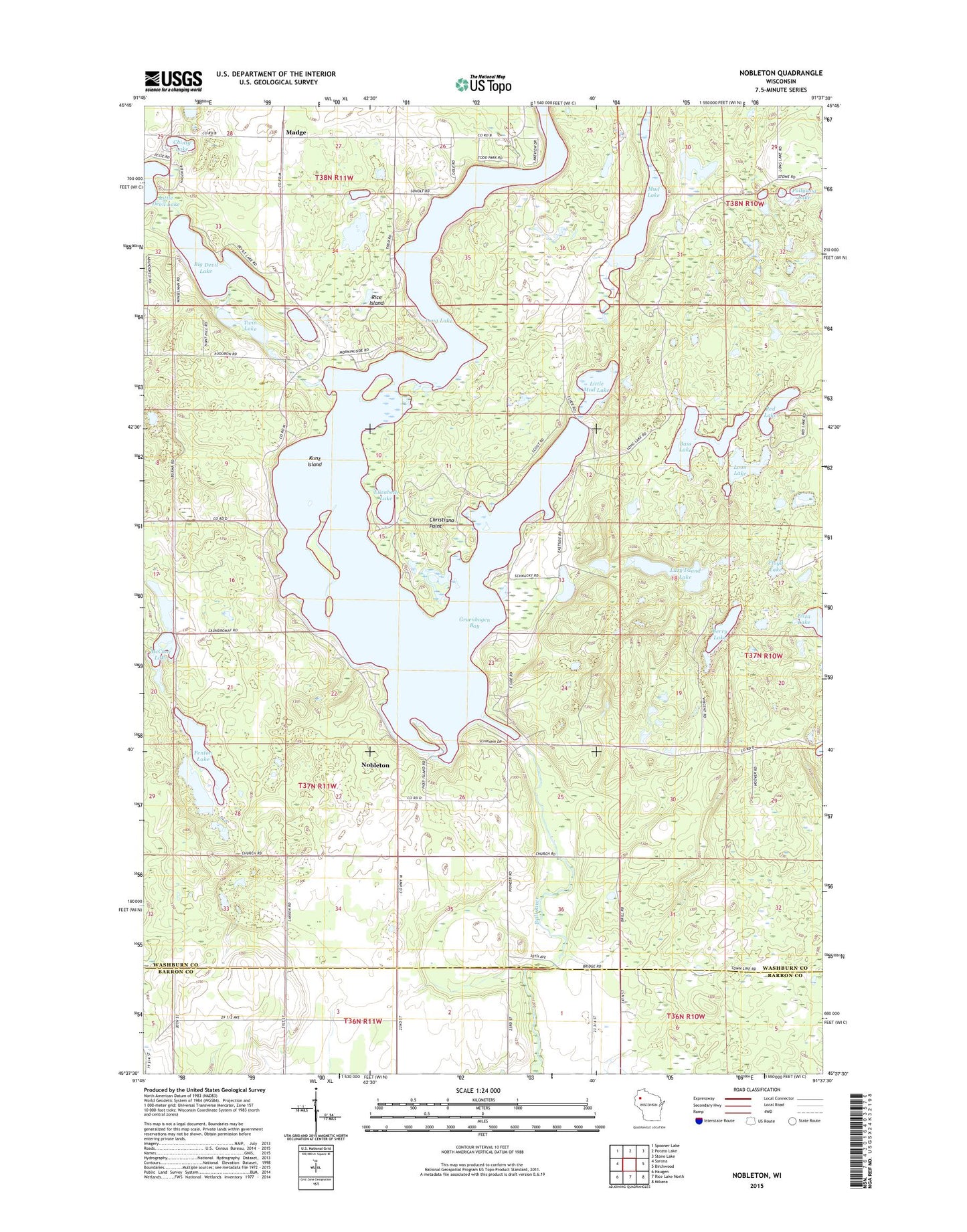 Nobleton Wisconsin US Topo Map Image