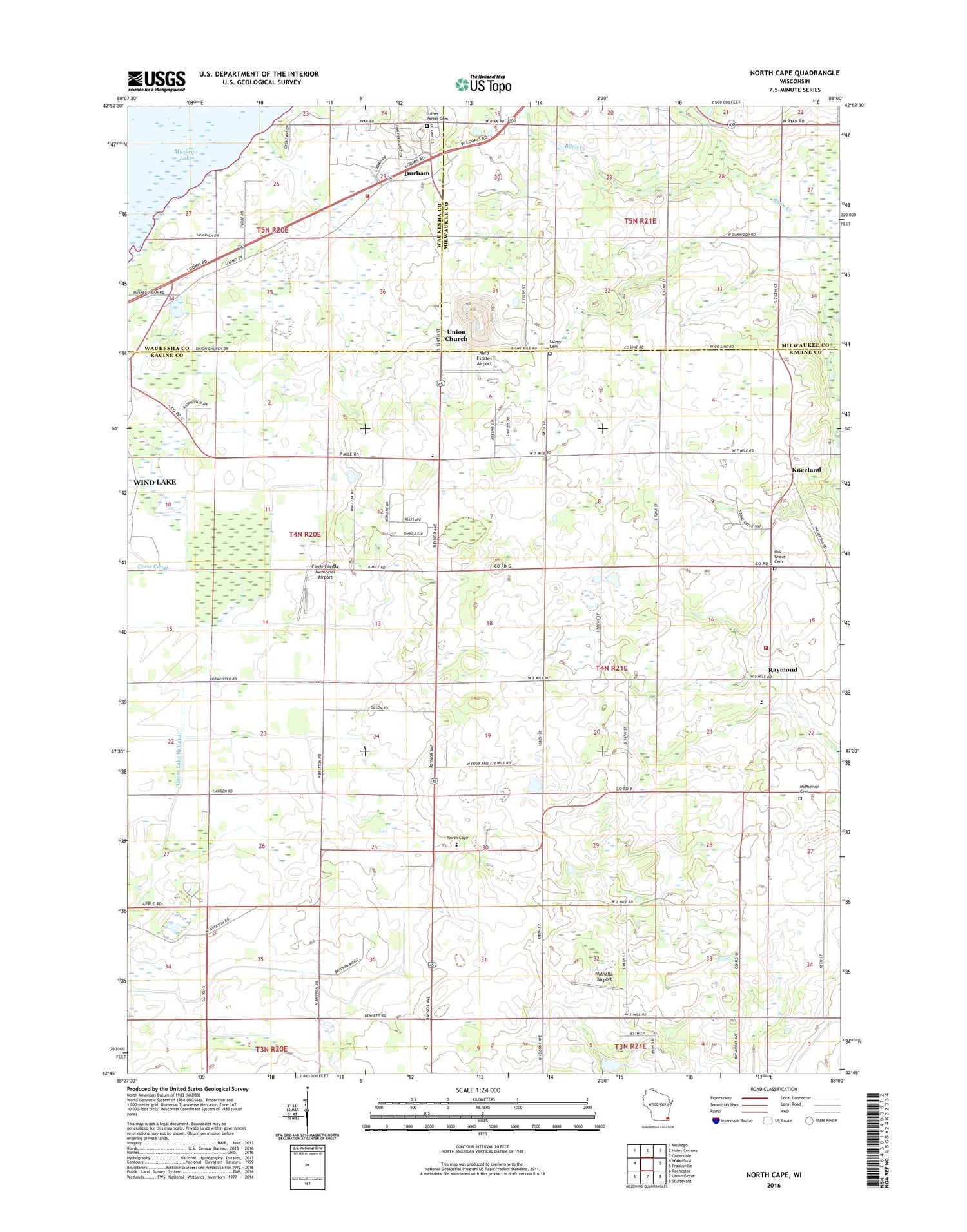 North Cape Wisconsin US Topo Map Image