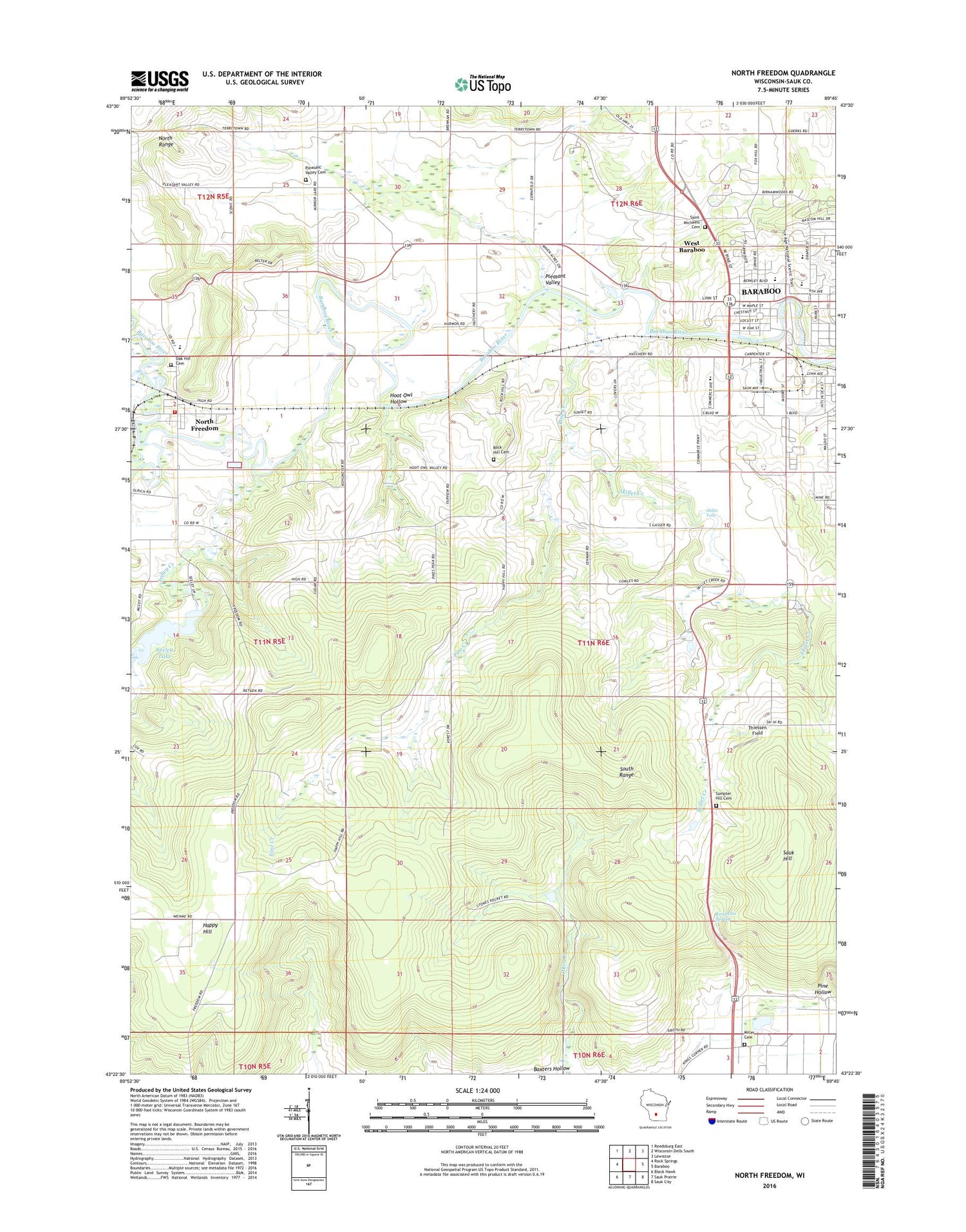 North Freedom Wisconsin US Topo Map Image