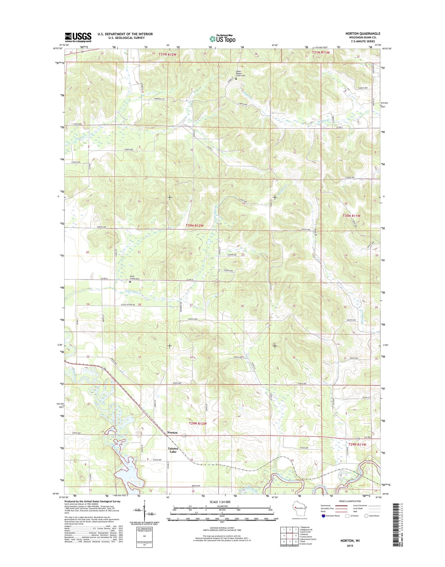 Norton Wisconsin US Topo Map Image