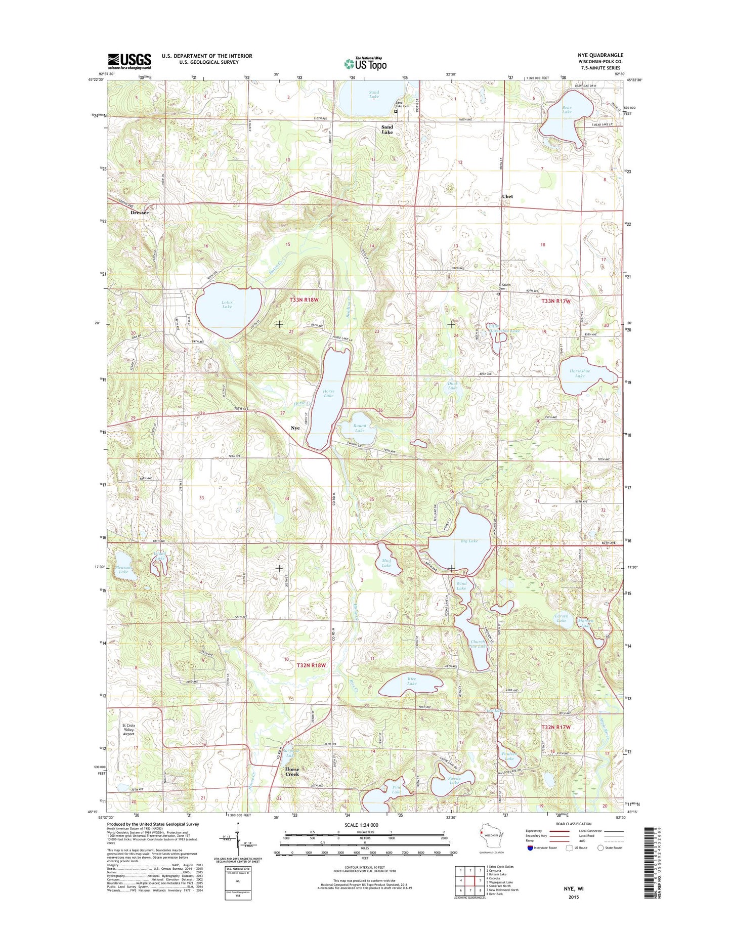 Nye Wisconsin US Topo Map Image