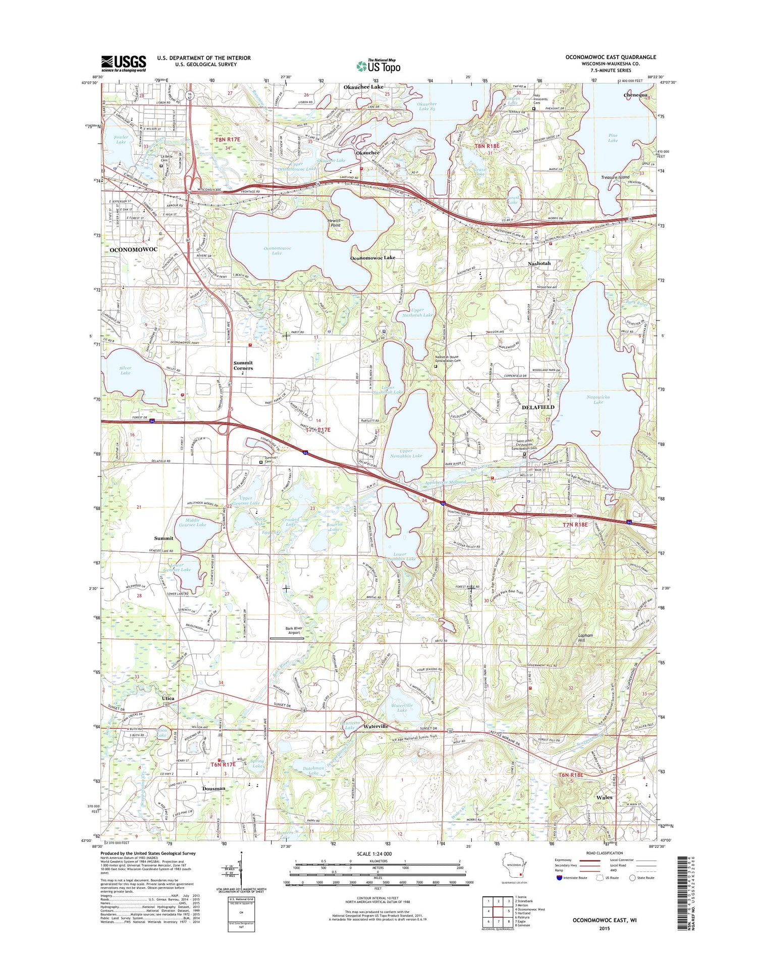 Oconomowoc East Wisconsin US Topo Map Image