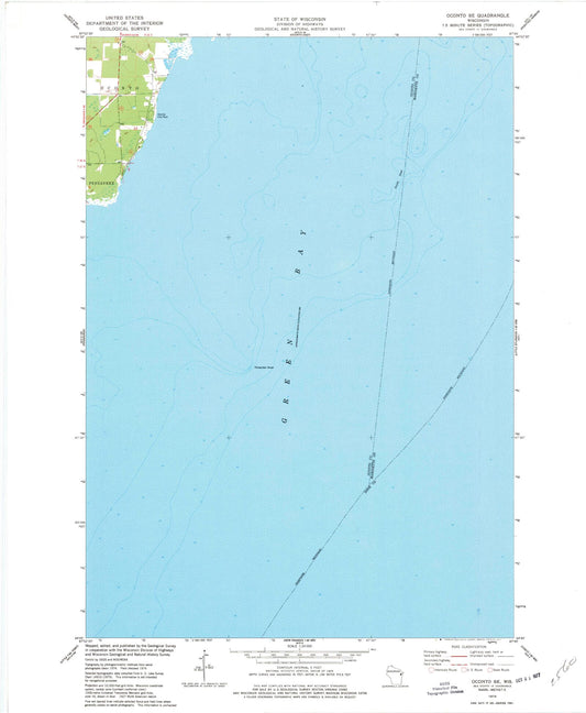 Classic USGS Oconto SE Wisconsin 7.5'x7.5' Topo Map Image