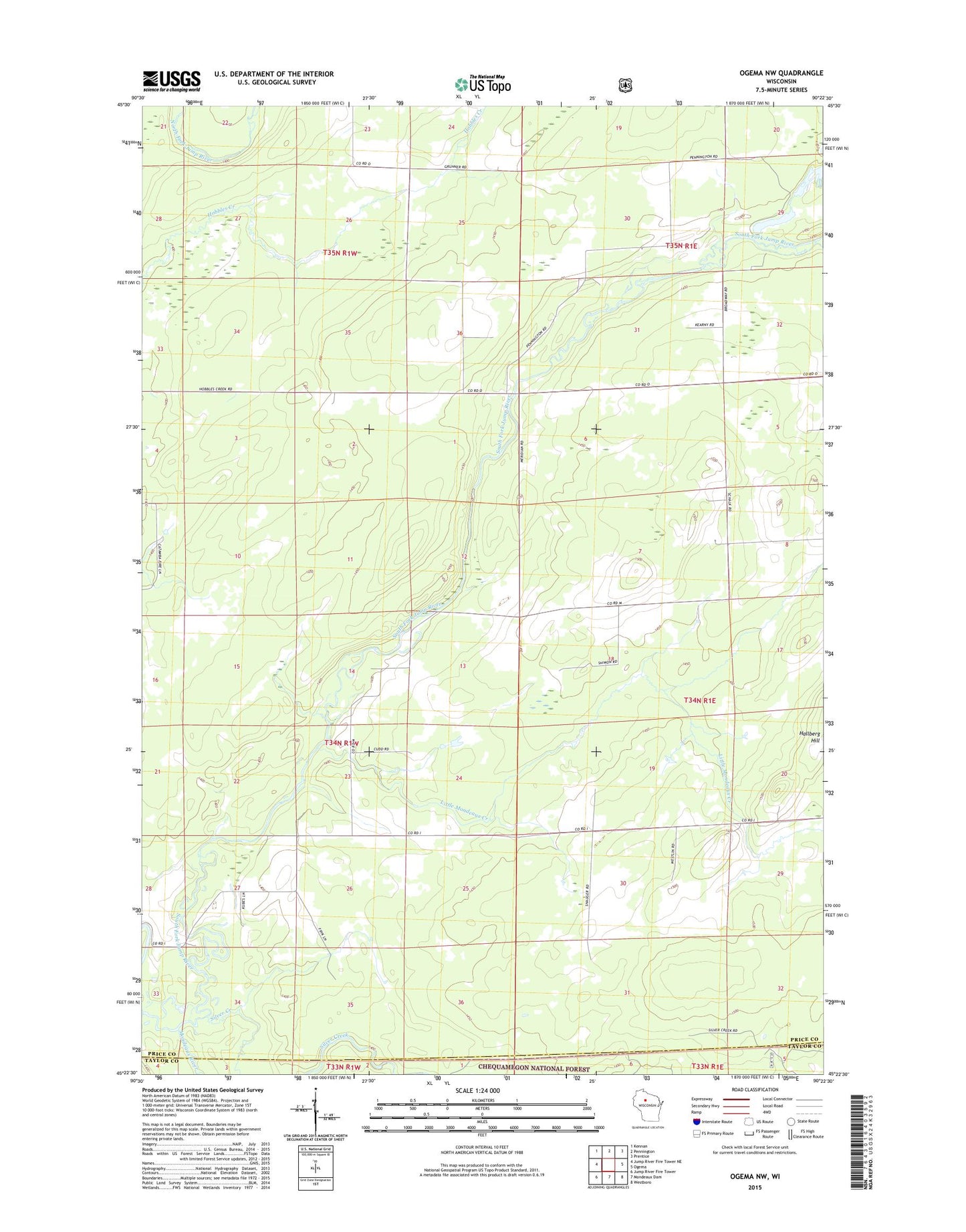 Ogema NW Wisconsin US Topo Map Image