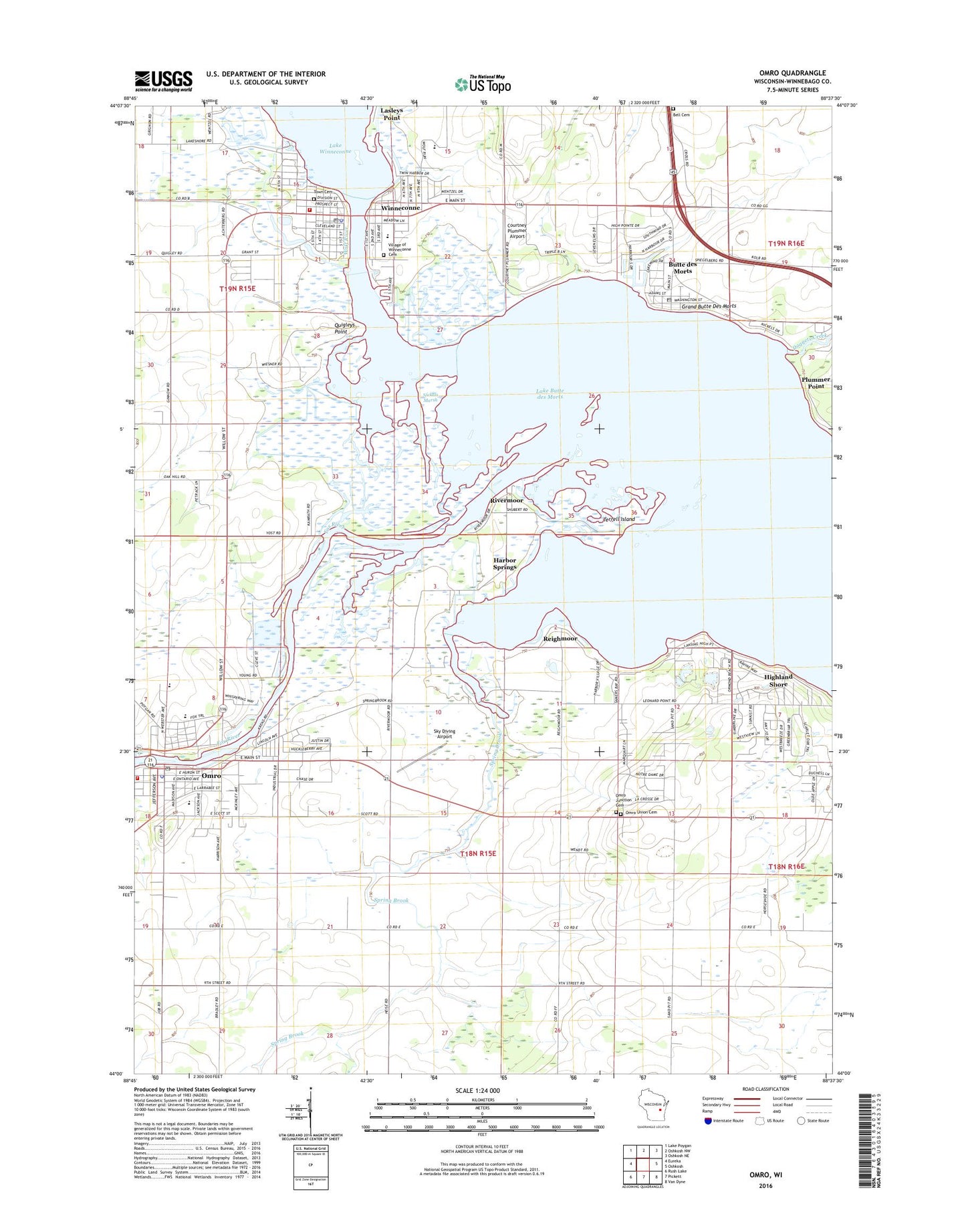 Omro Wisconsin US Topo Map Image