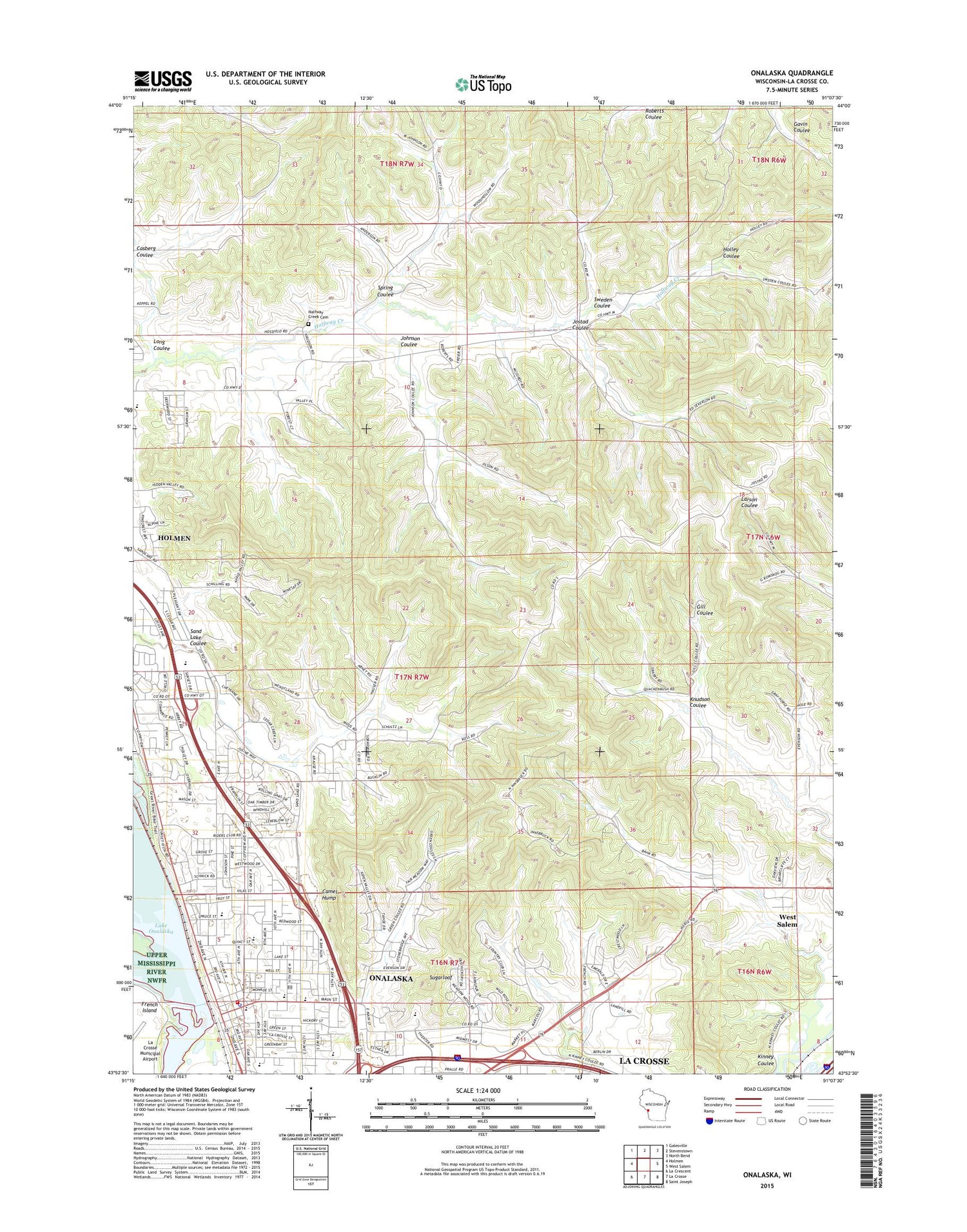 Onalaska Wisconsin US Topo Map Image