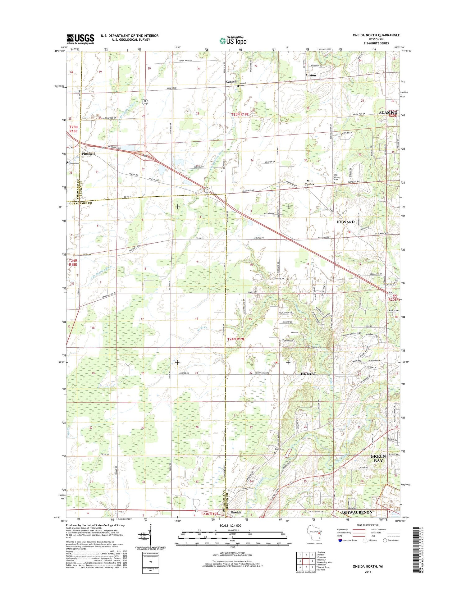 Oneida North Wisconsin US Topo Map Image