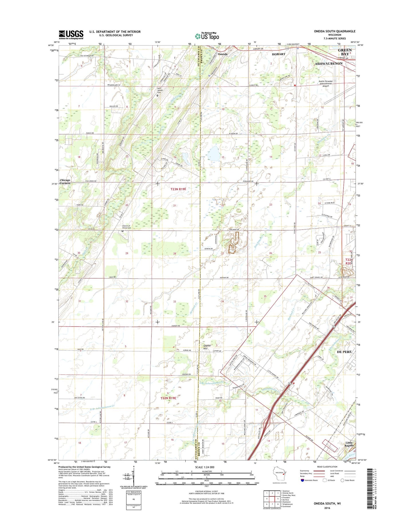 Oneida South Wisconsin US Topo Map Image
