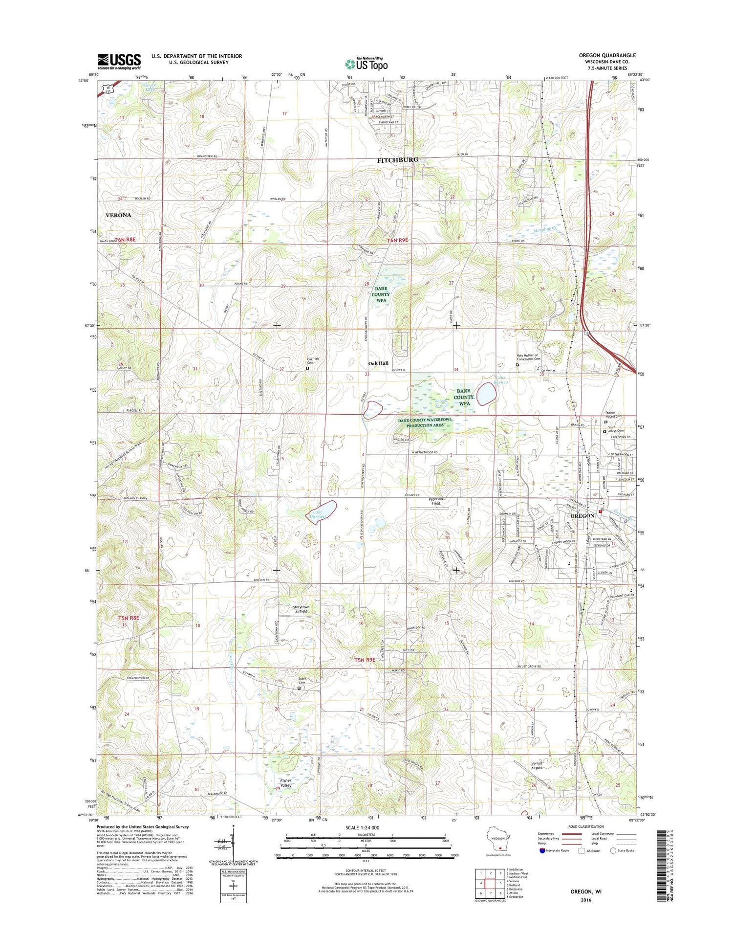 Oregon Wisconsin US Topo Map Image