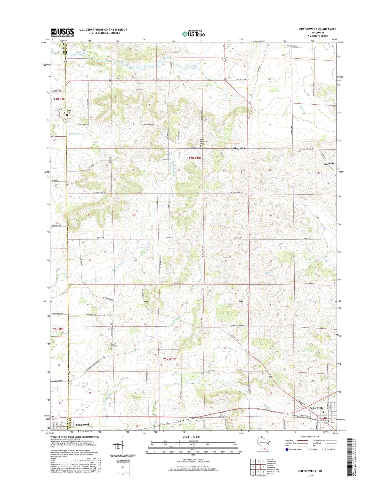 Orfordville Wisconsin US Topo Map Image