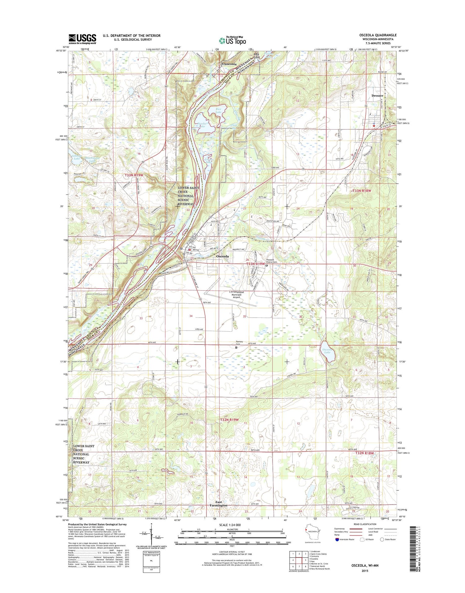Osceola Wisconsin US Topo Map Image