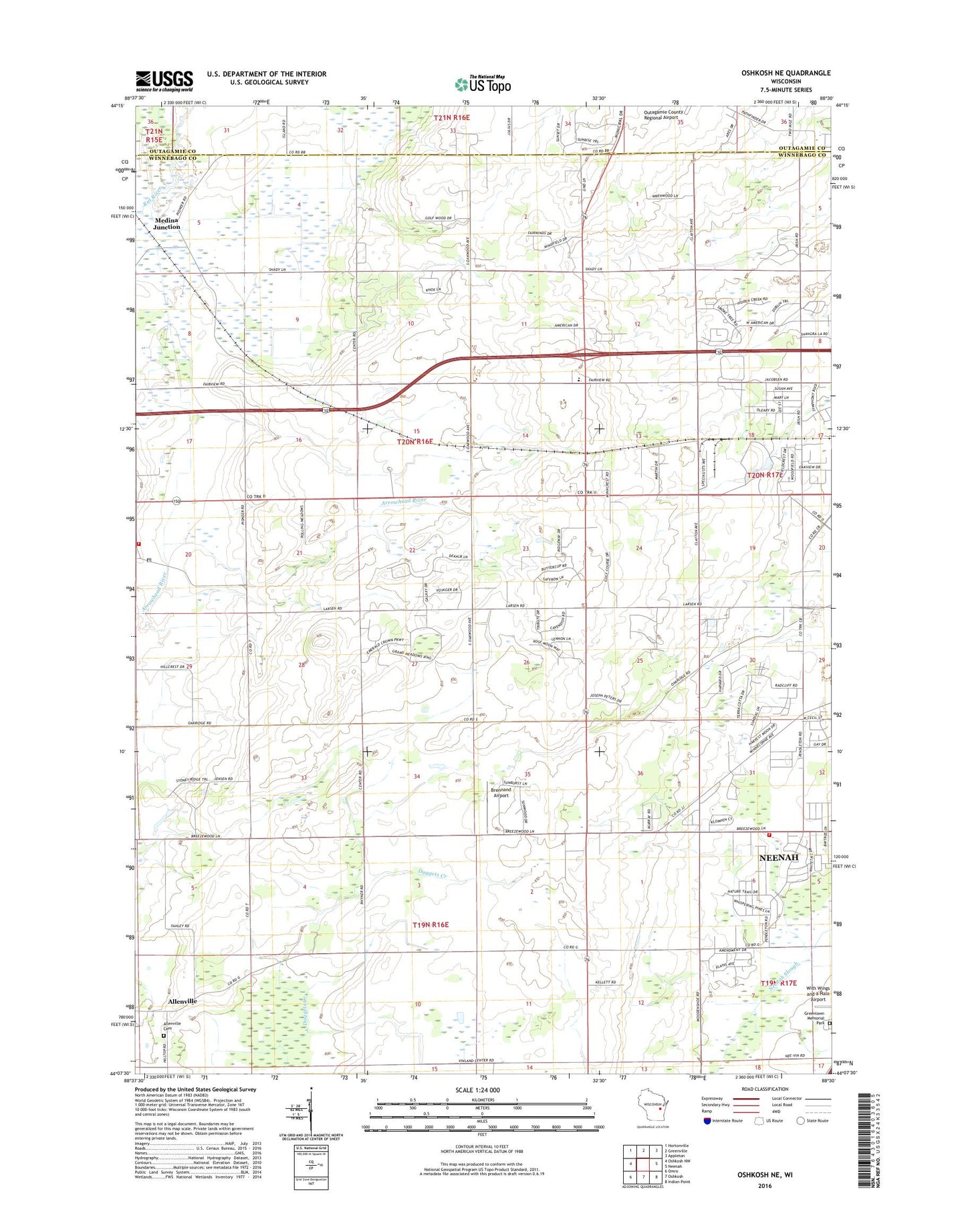 Oshkosh NE Wisconsin US Topo Map Image