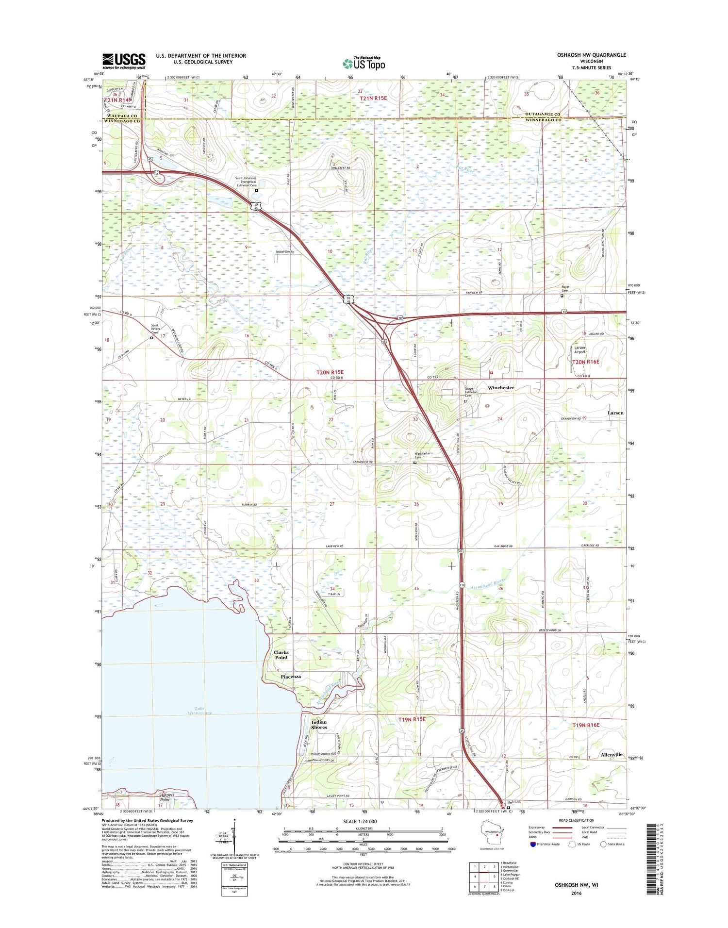 Oshkosh NW Wisconsin US Topo Map Image