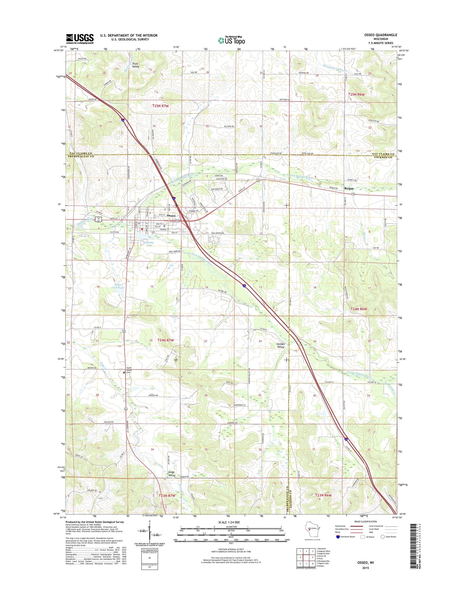 Osseo Wisconsin US Topo Map Image