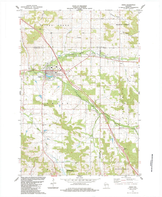 Classic USGS Osseo Wisconsin 7.5'x7.5' Topo Map Image