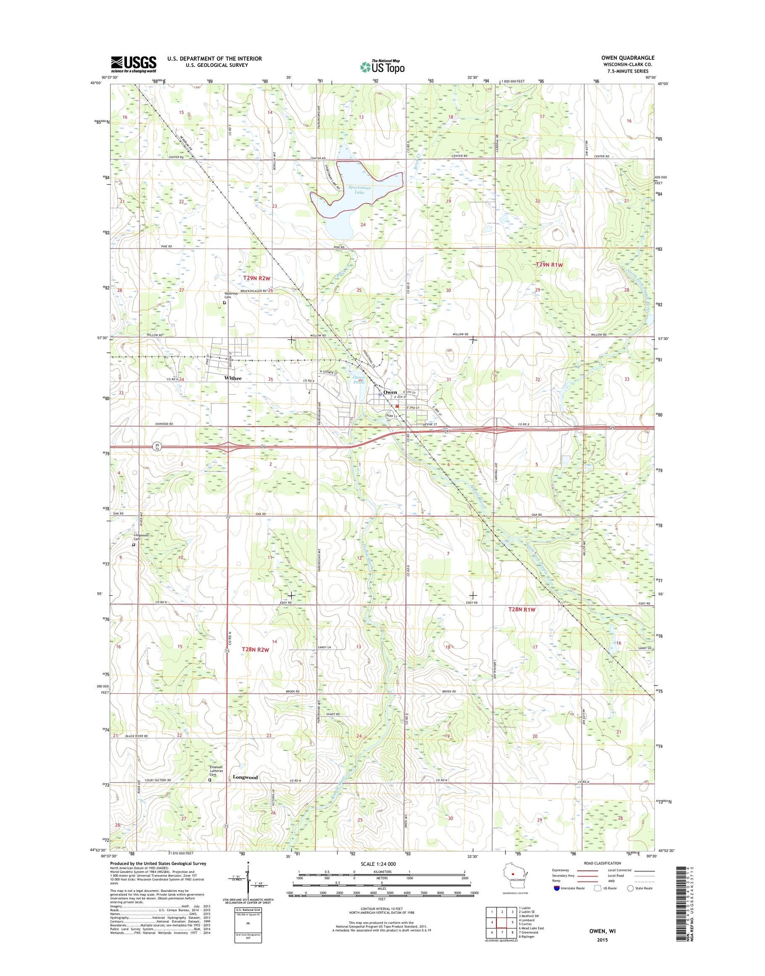 Owen Wisconsin US Topo Map Image