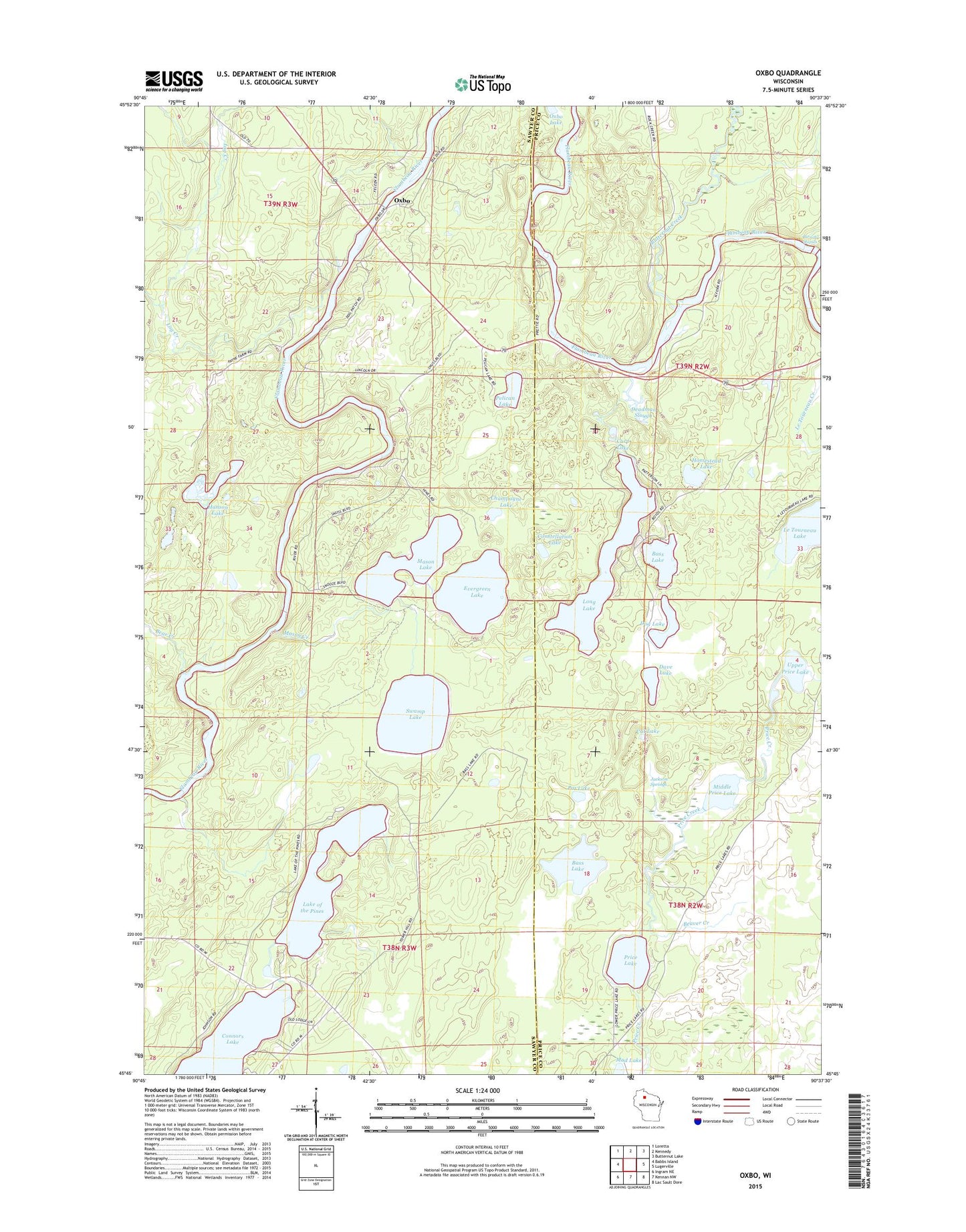 Oxbo Wisconsin US Topo Map Image