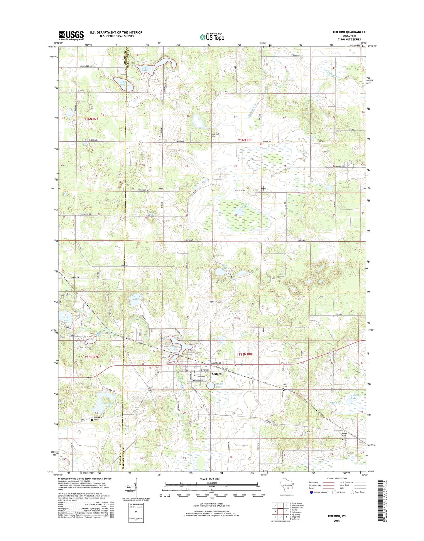 Oxford Wisconsin US Topo Map Image