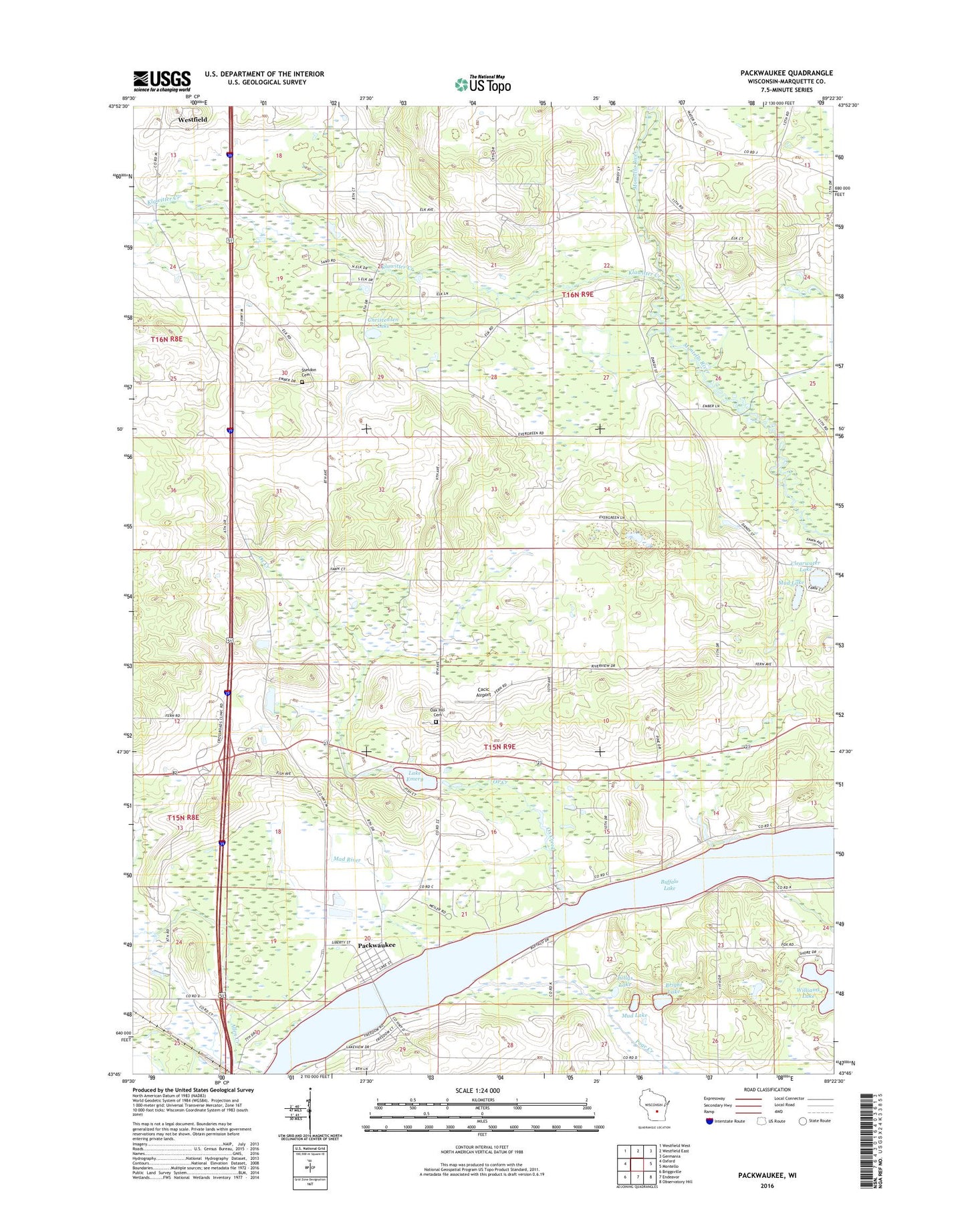 Packwaukee Wisconsin US Topo Map Image