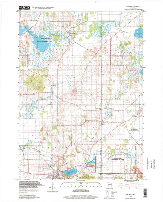 Classic USGS Palmyra Wisconsin 7.5'x7.5' Topo Map Image