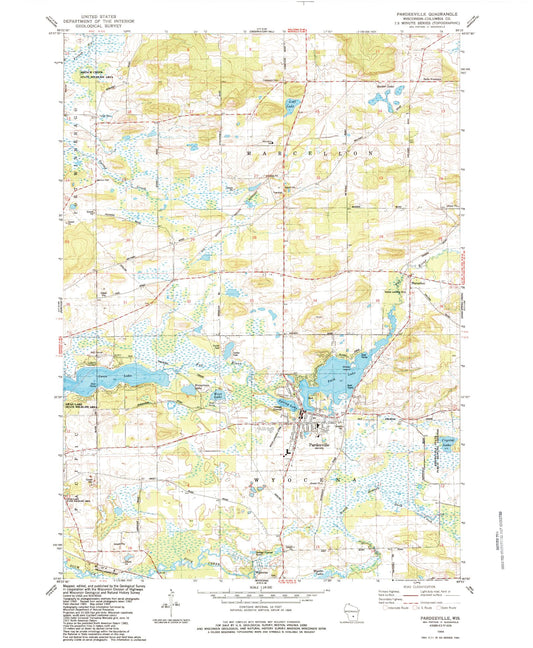 Classic USGS Pardeeville Wisconsin 7.5'x7.5' Topo Map Image