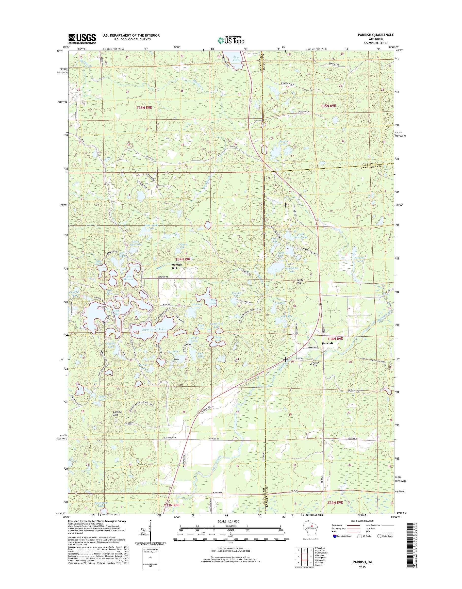 Parrish Wisconsin US Topo Map MyTopo Map Store