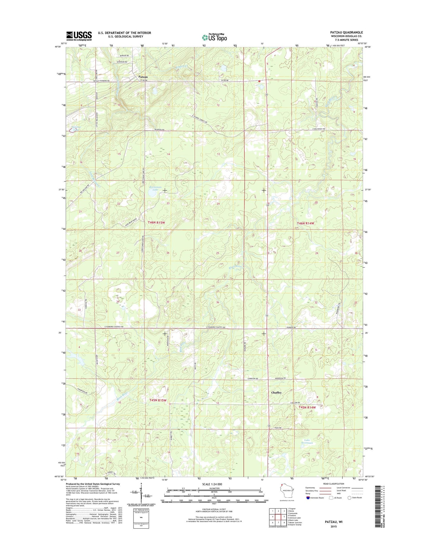 Patzau Wisconsin US Topo Map Image