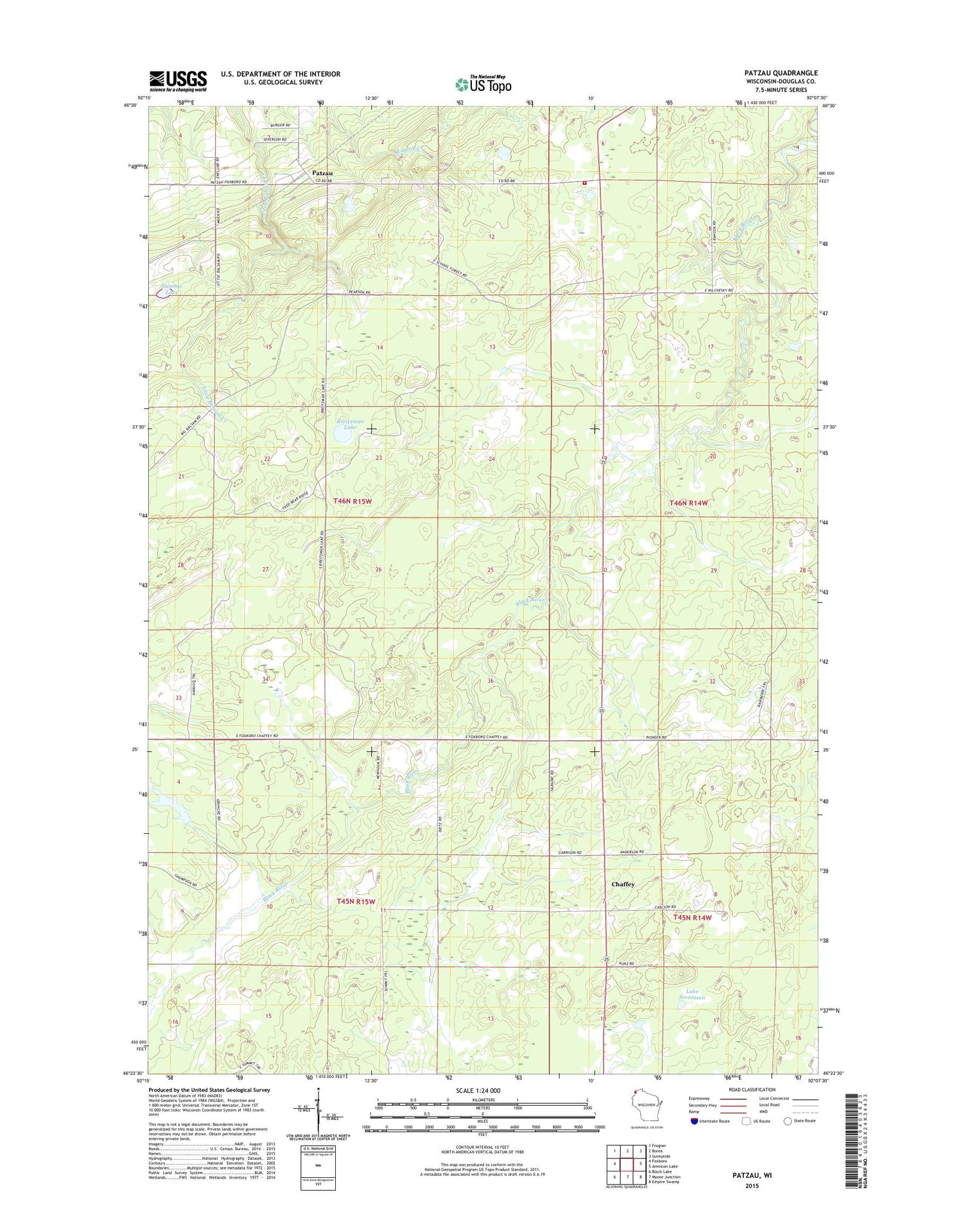 Patzau Wisconsin US Topo Map Image