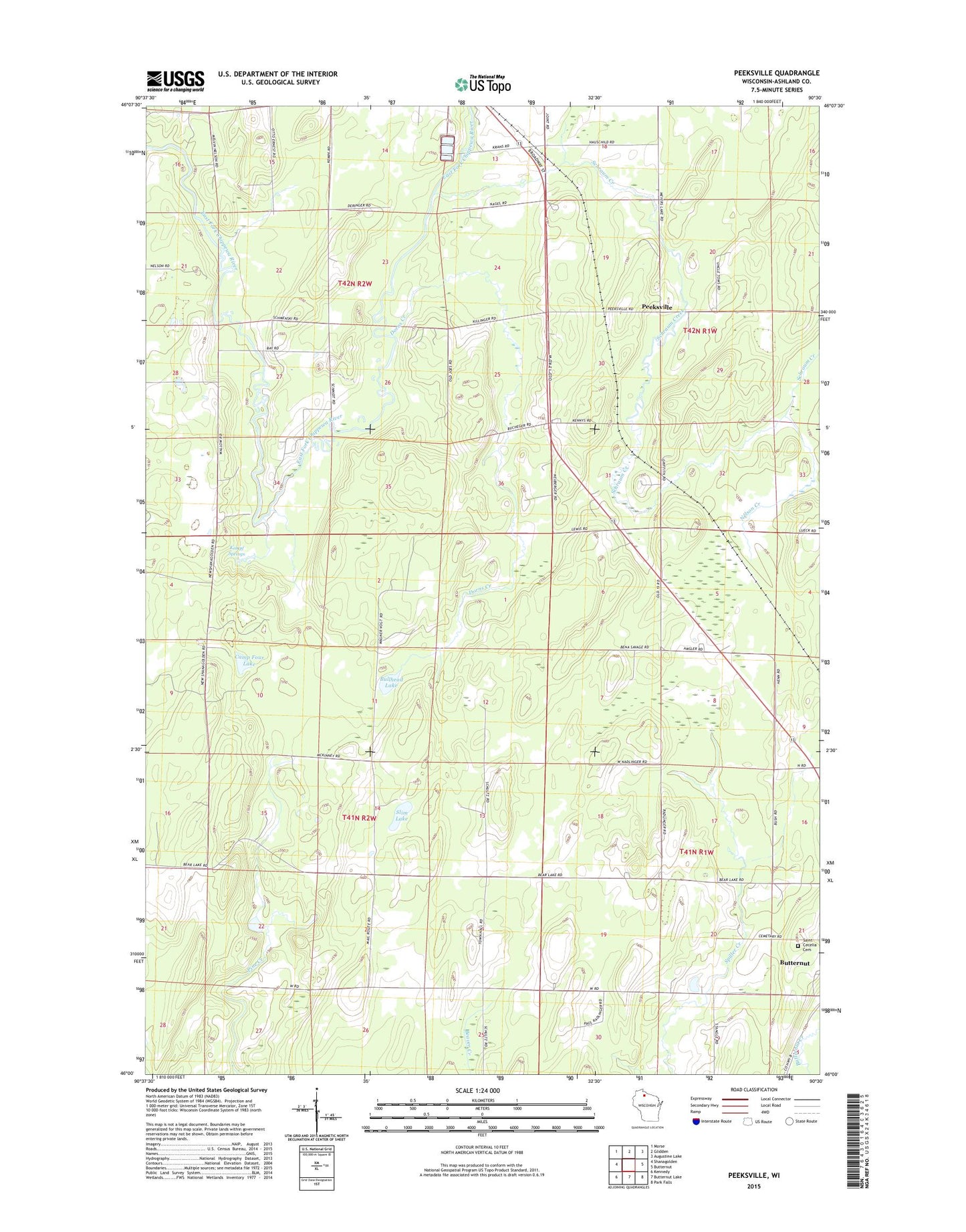 Peeksville Wisconsin US Topo Map Image