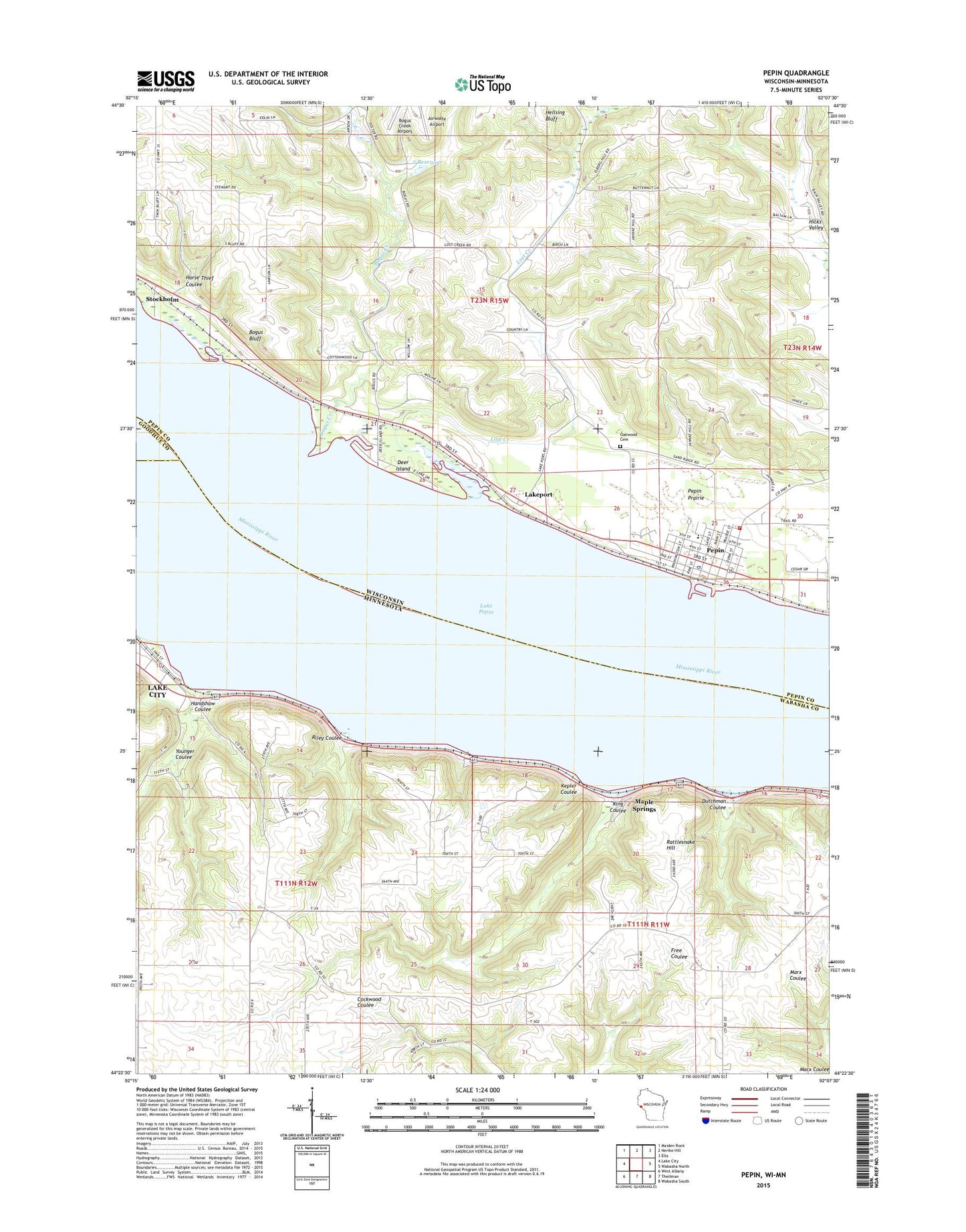 Pepin Wisconsin US Topo Map Image