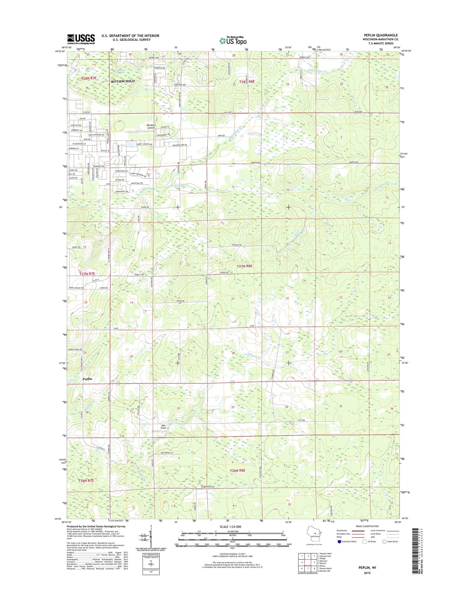 Peplin Wisconsin US Topo Map Image