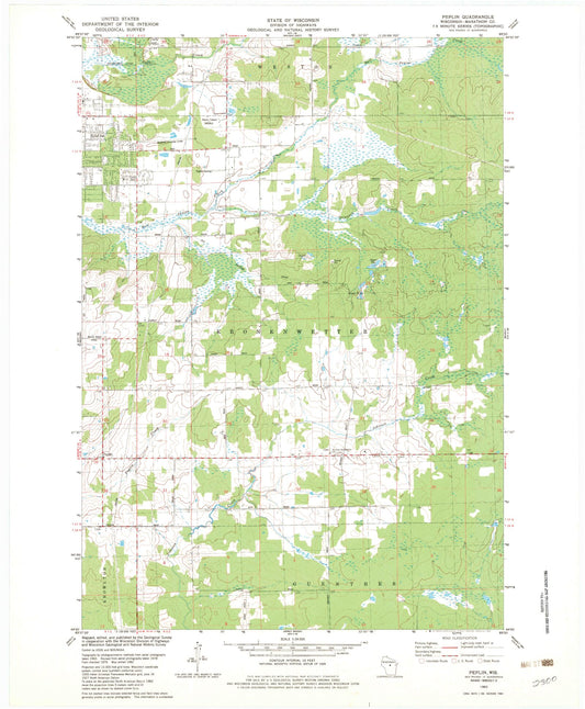 Classic USGS Peplin Wisconsin 7.5'x7.5' Topo Map Image