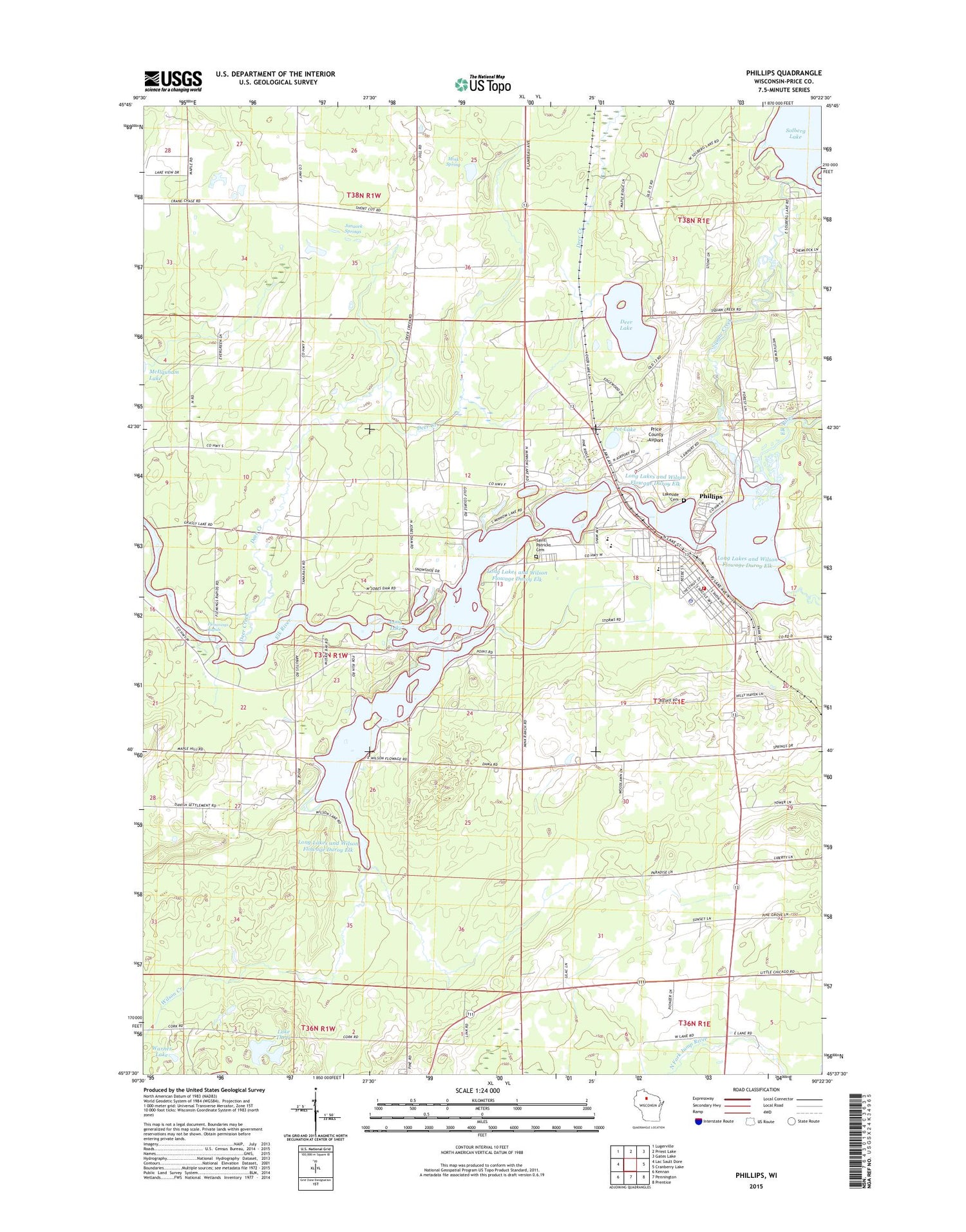 Phillips Wisconsin US Topo Map Image