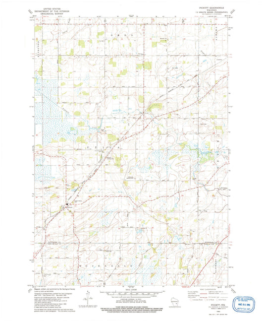 Classic USGS Pickett Wisconsin 7.5'x7.5' Topo Map Image