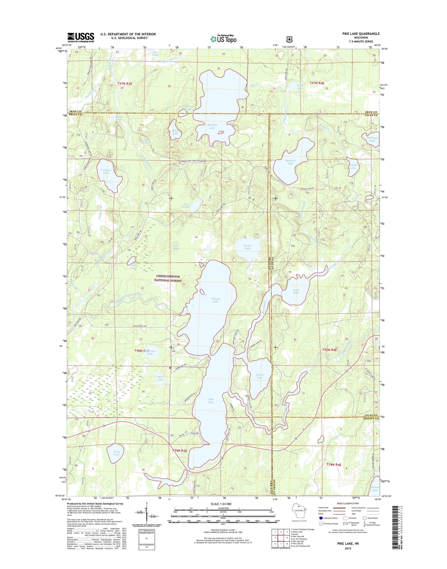 Pike Lake Wisconsin US Topo Map Image